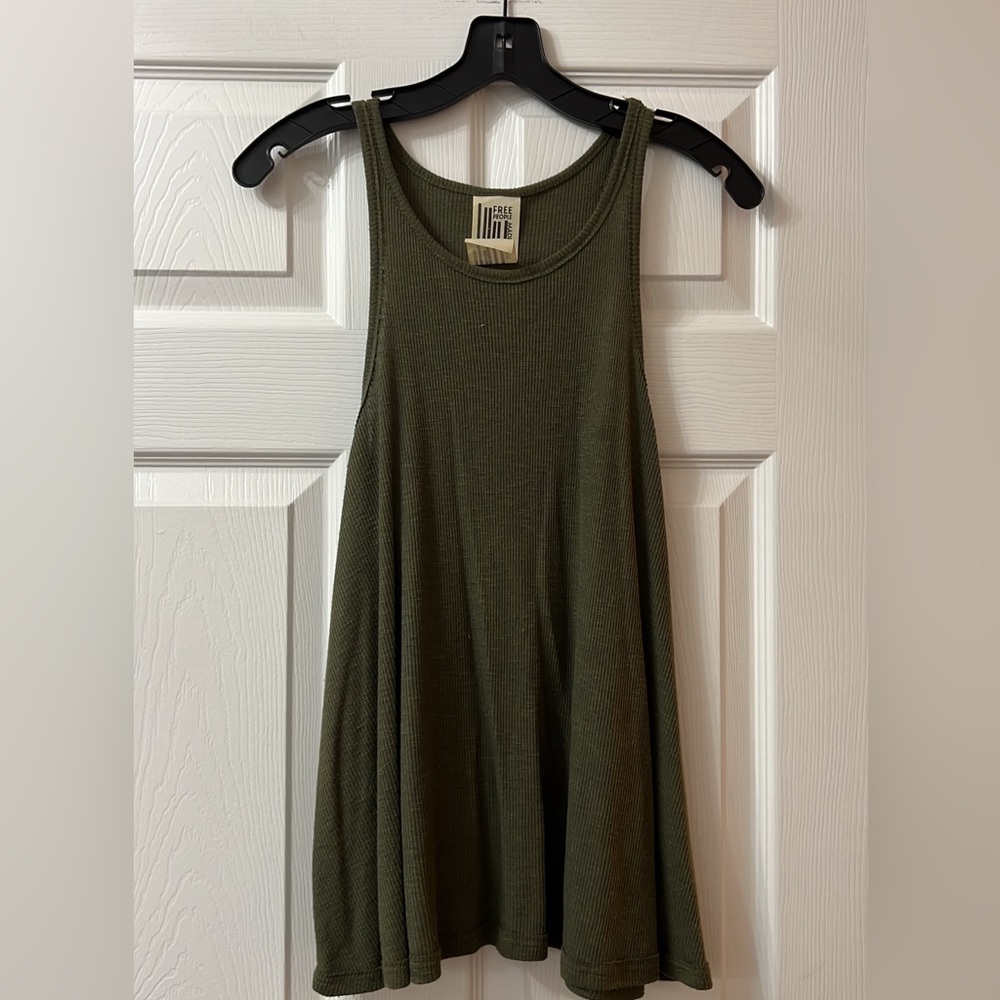 Green high neck ribbed tank